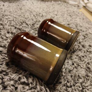 Vintage Brown Drip Glaze Stoneware Salt & Pepper Shakers